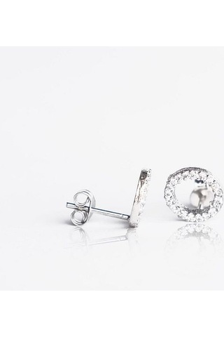 Zanaatsilver 925 Ayar Gümüş Zirkon Taşlı Çember Küpe Zs0034kp Gümüş Renk 9 Mm Gümüş