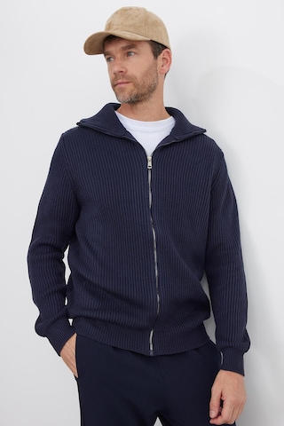 Tudors Erkek Slim Fit Dik Yaka Fermuarlı Lacivert Düz Hırka-41797 Lacivert