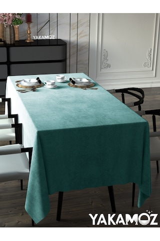 Nil Yeşili Kadife Dokulu Masa Örtüsü Dertsiz Velvet Touch Serisi Nil Yeşili