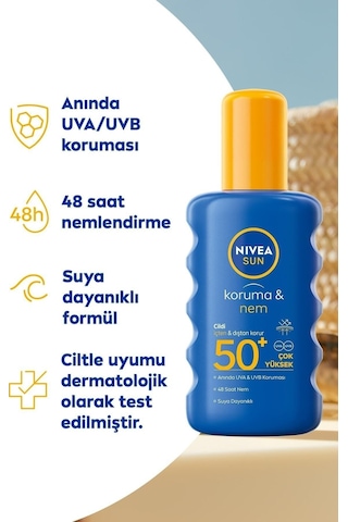 Sun Spf 50+ Koruma & 48 Saat Nemlendirme Güneş Kremi 200 Ml Sprey,çok Yüksek Güneş Koruyucu