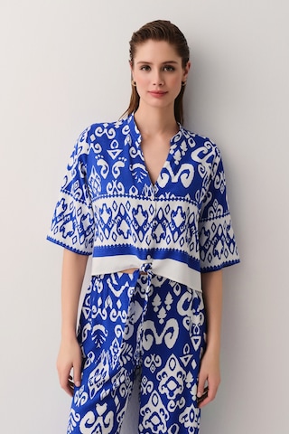 Suwen Island Plaj Gömleği Sba253001112 Saks Desenli Saks