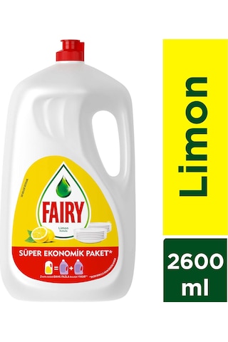 Fairy Süper Ekonomik Paket Sıvı Bulaşık Deterjanı Limon Kokulu 2600 ML