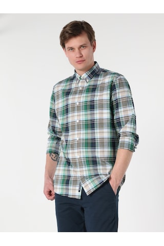 Colin's Regular Fit Ekoseli Yeşil Erkek Uzun Kol Gömlek CL1063200_Q1.V1_GRN