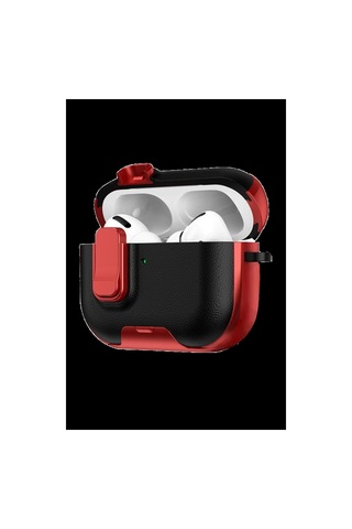 Apple Uyumlu Airpods Pro 3 3.nesil Rova Deri Kılıf - Kırmızı Düz Renkli