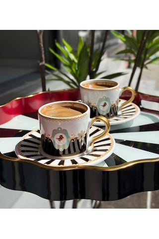 2 Kişilik Piano Black Soho Double Kahve Fincanı-5216 Siyah