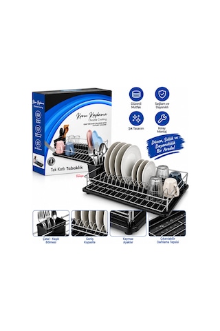 Krom Tek Katlı Tabaklık - Bulaşıklık Çok Renkli