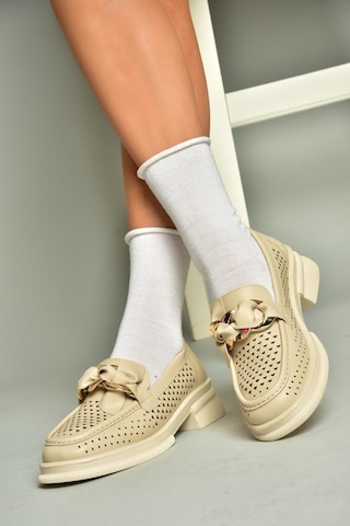 Fox Shoes U704137509 Bej Loafer Makosen Kadın Ayakkabı Bej