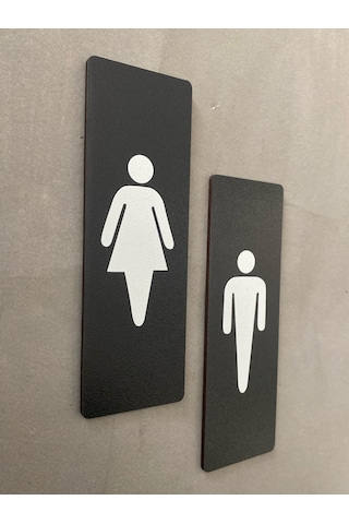 Siyah Mdf Serisi Wc Kadın&erkek Set Yönlendirme Levhası