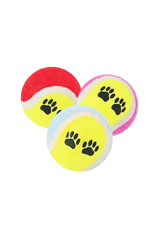 3& Apos Lü Renkli Desenli Tenis Topu Kedi Köpek Oyuncağı 5639