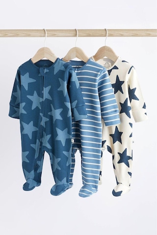 Next Baby Lacivert Yıldız Desen Erkek Bebek Fermuarlı Uyku Tulumu 3lü Paket Çok Renkli