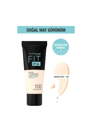 Maybelline New York Fit Me Matte+Poreless Fondöten 100 Warm Ivory