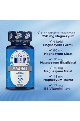 One Up Magne4 4'lü Etki Magnezyum Kompleks 60 Tablet 2 Adet