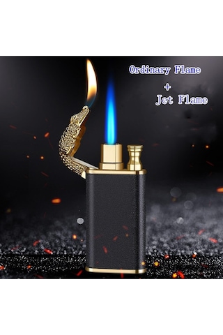 Hızıroğulları Yaratıcılık Buzlu Timsah Model Çakmak Çift Alev Çakmak