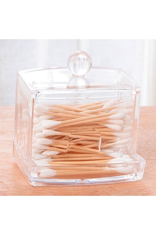 Geeroyoo Şeffaf Plastik Pamuklu Çubuk Saklama Kutusu - Takı Ve Aksesuar Organizatörü Şeffaf