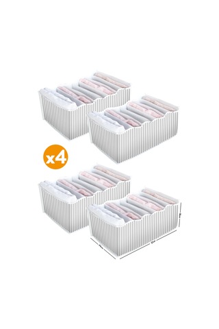 Esti 4 Adet - 8 Gözlü Çekmece Içi Akordiyon Organizer - Large 24 X 37 X 18 Gri-beyaz-4l