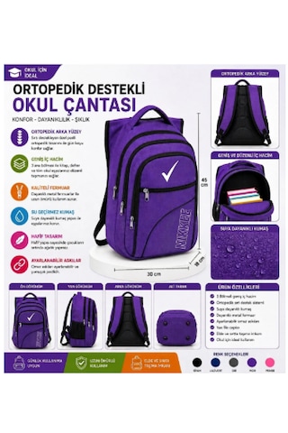 Trendol Fashıon Lıfe Ortopedik Okul Çantası 3 Bölmeli Ergonomik Sırt Destekli Geniş Hacimli Çocuk Sırt Çantası Açık Mor Trendol Fashıon Lıfe Ortopedik Okul Çantası 3 Bölmeli Ergonomik Sırt Destekli Geniş Hacimli Çocuk Sırt Çantası Açık Mor