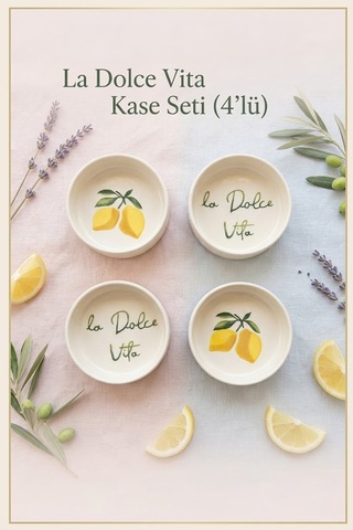 Vita Limon 4 Parça 10 Cm Seramik Kase Seti Çerezlik Sunumluk Kahvaltılık Beyaz