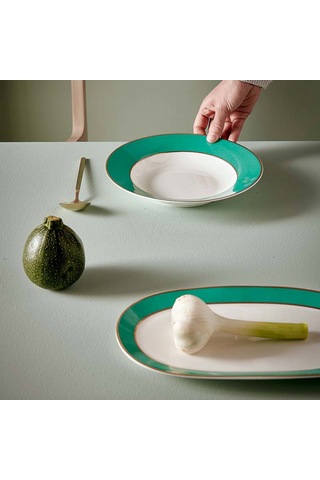 Yeşil Porselen Çukur Tabak 23,5 Cm