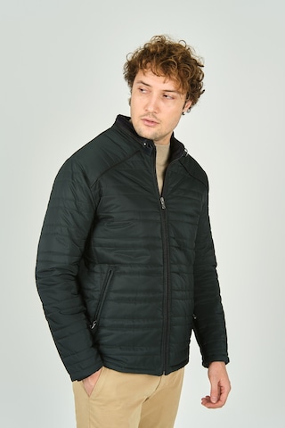 Lucas Erkek Dik Yaka Deri Biyeli Kapitone Mont 4706 Yeşil Yeşil