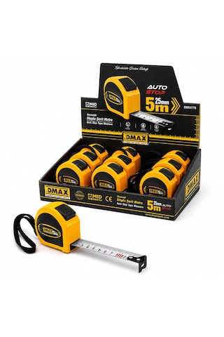 12 Adet 5mt X 25mm Otomatik Çelik Şerit Metre Stoplu 5250 Diğer