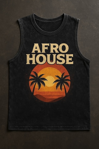 Technomonkey Siyah Erkek Pamuklu Vintage Sporcu Atleti Oversize Yıkamalı Afro House Baskılı Kolsuz T-shirt