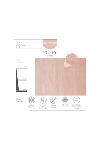 Cool Halı Puffy Pembe Peluş Kız Çocuk Odası Halısı Düz Renk Kalın Pofuduk Yumuşak Genç Odası Halısı