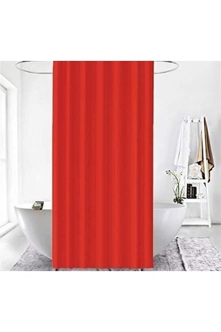 Banyo Perdesi 1 x 120 x 200 Tek Kanat Duş Perdesi Halkalı Duşakabin Perdesi 0010 Kırmızı