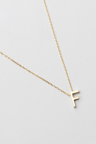 My Story F Harfi 18 Ayar Sarı Altın Kaplama 45 Cm Gümüş Kolye Gold - Gümüş