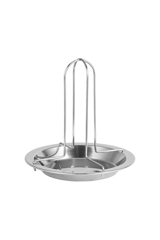 Konesam Dışarıda Kamp İçin Çelik Izgara, Tavuk Pişirme Tepsisi, Islak Et İçin Destekleyici, Lezzeti Artıran Füme Efekti Gümüş