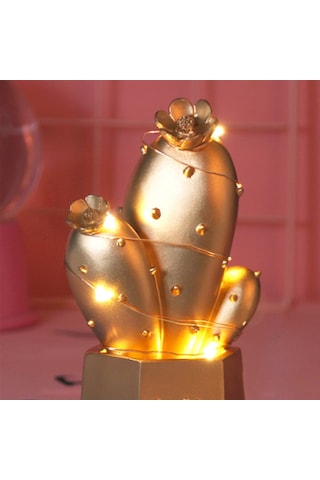 Roichil Led Işıklı Sevimli Kaktüs Dekoratif Masa Lambası Mini Biblo Gece Lambası Gold 76566501