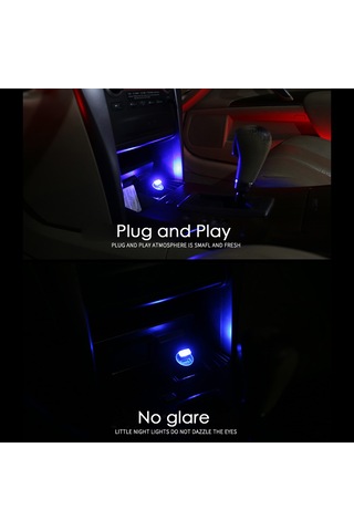 Kangvka Oto Ve Ev İçin Usb Led Renkli Gece Lambası, Tehlikeli Değişiklik Gerektirmeden Dekoratif Aydınlatma, Mavi 4 Adet Seti Siyah