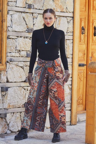 Los Banditos Düşük Bel Düğmeli Bol Paça Pantolon Kahve
