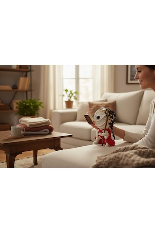 Örgü Tasarımlı Polyester Ninja Voodoo Biblo Savaşçı Figür Dekoratif Obje Genç Odası Hediyelik 18 Cm