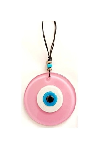 Pembe Renk Cam Nazar Boncuklu El Yapımı Özel Tasarım Duvar Süsü Hediyelik Eşya
