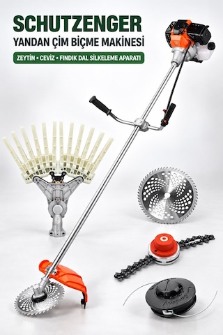 Schutzenger Hq-8 Çim Biçme Makinesi Benzinli 2 Zamanlı Zeytin Fındık Meyve Silkeleme Aparatı Dal Sallama Zinçir Başlıklı