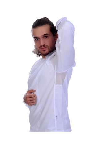 Formteks Unisex Aşçı Ceket Koltuk Altı Fileli Beyaz Kırmızı