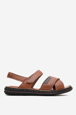 Dericlub Erkek Çapraz Bantlı Sandalet Gerçek Deri Dc 1216 Taba