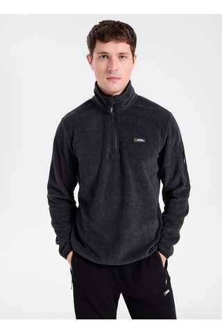 National Geographic N6wm-swt4333 Antrasit Melanj Erkek Dik Yaka Relaxed Polar Sweatshirt