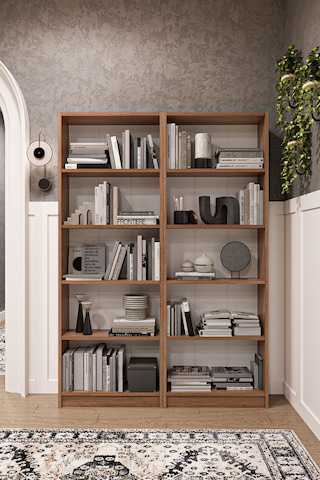 Asra Trend 2 Modüllü Kitaplık K-003 %100 MDF 10 Bölmeli Modern Ofis Çalışma Masası Yanı Rafı Petra