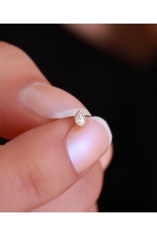 14 Ayar Altın Damla Taştragus Piercing Sarı Altın