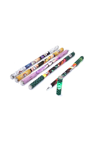 5 Adet Anime Figür Tükenmez Kalem Ledli Figürlü Yazı Kalemi, Ballpoint Pen, Sevimli Karakter Tasarımlı