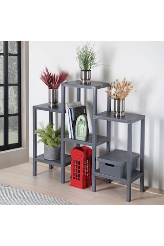 Mithra Life MIT1046 6 Katlı Plastik Gri Banyo Mutfak Rafı