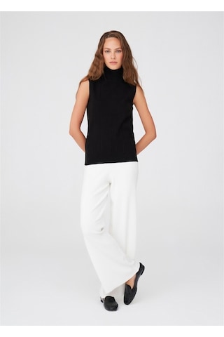 Peraluna Kadın Balıkçı Yaka Dar Kalıp Kolsuz Bluz Siyah-Siyah