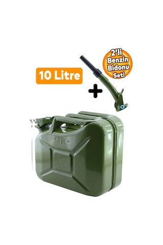 Metal Benzin Bidonu 10 Litre Akaryakıt Mazot Taşıma Doldurma Depolama Bidonu Aktarma Borusu.