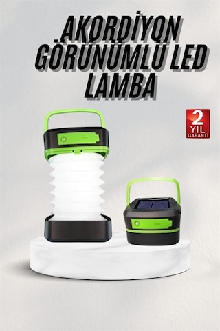 Katlanabilir Kamp Lambası Akordiyon Lamba Şarjlı 3 Kademeli Solar Çoklu Renk