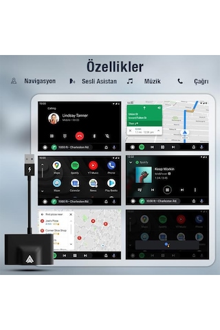 Polham Araç İçi Android Cihazlar İçin Kablosuz Android Multimedya Carplay Adaptörü,Wireless Çevirici