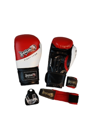 Dragondo 33044-p Jr Çocuk Boks Eldiveni Seti Eldiven+bandaj+dişlik Kırmızı
