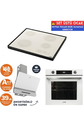 Afm Tech Ve Ferre Aa Sessiz Beyaz Vitro Elektrikli D081-SA + FC-07 + FM7701 Ankastre Set