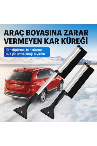 Polham Alüminyum 2in1 65 Cm Uzayabilen Teleskopik Kar Ve Buz Fırçası Kar Temizleme Fırçası + Buz Kazıyıcı Siyah