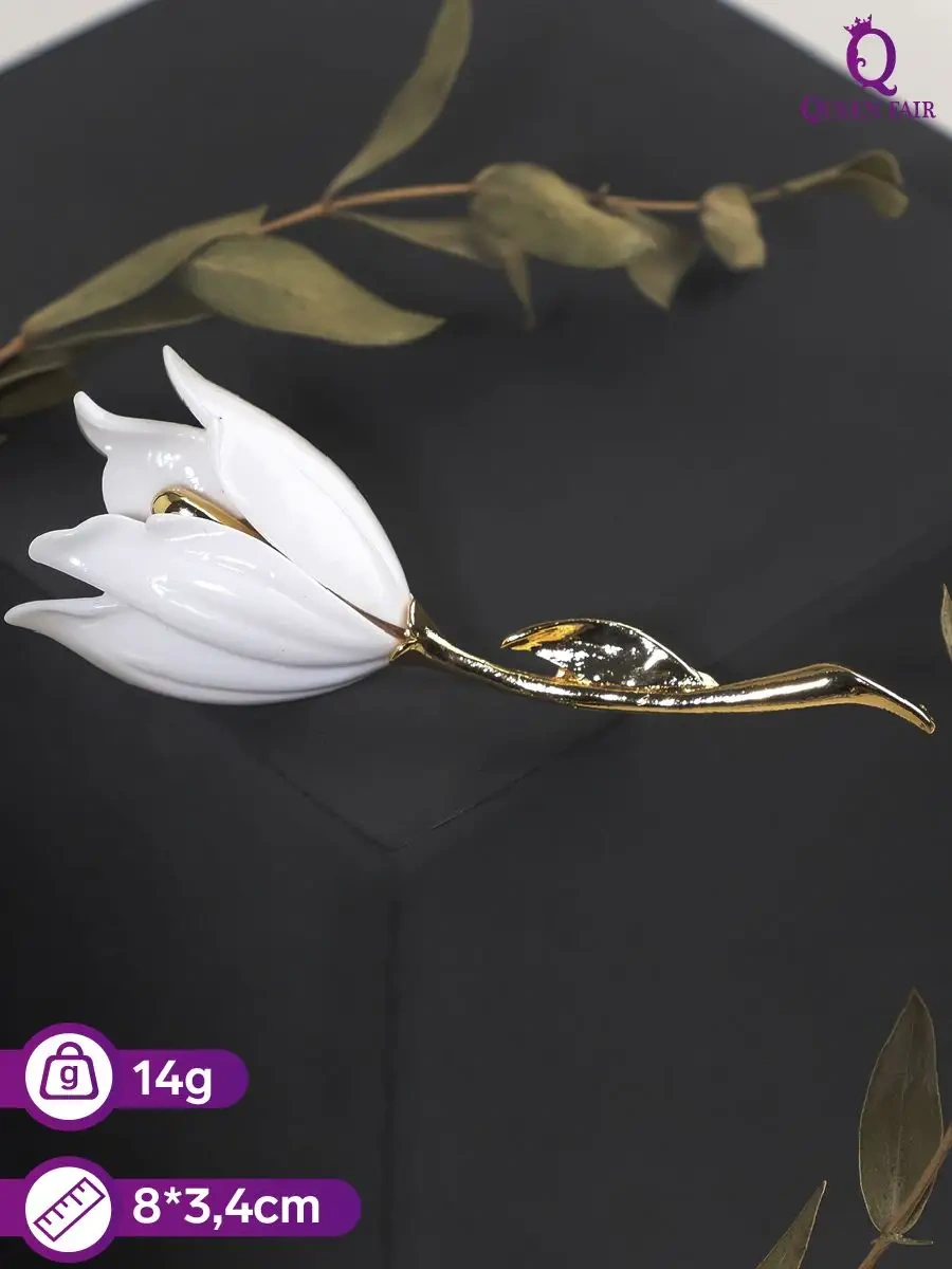 Queen Fair Kadın Broş Şık Orijinal 19888541 Beyaz